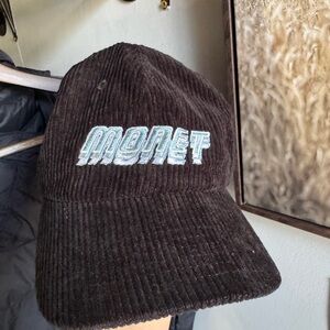 Monet Black Corduroy Cap with Embroidered Logo